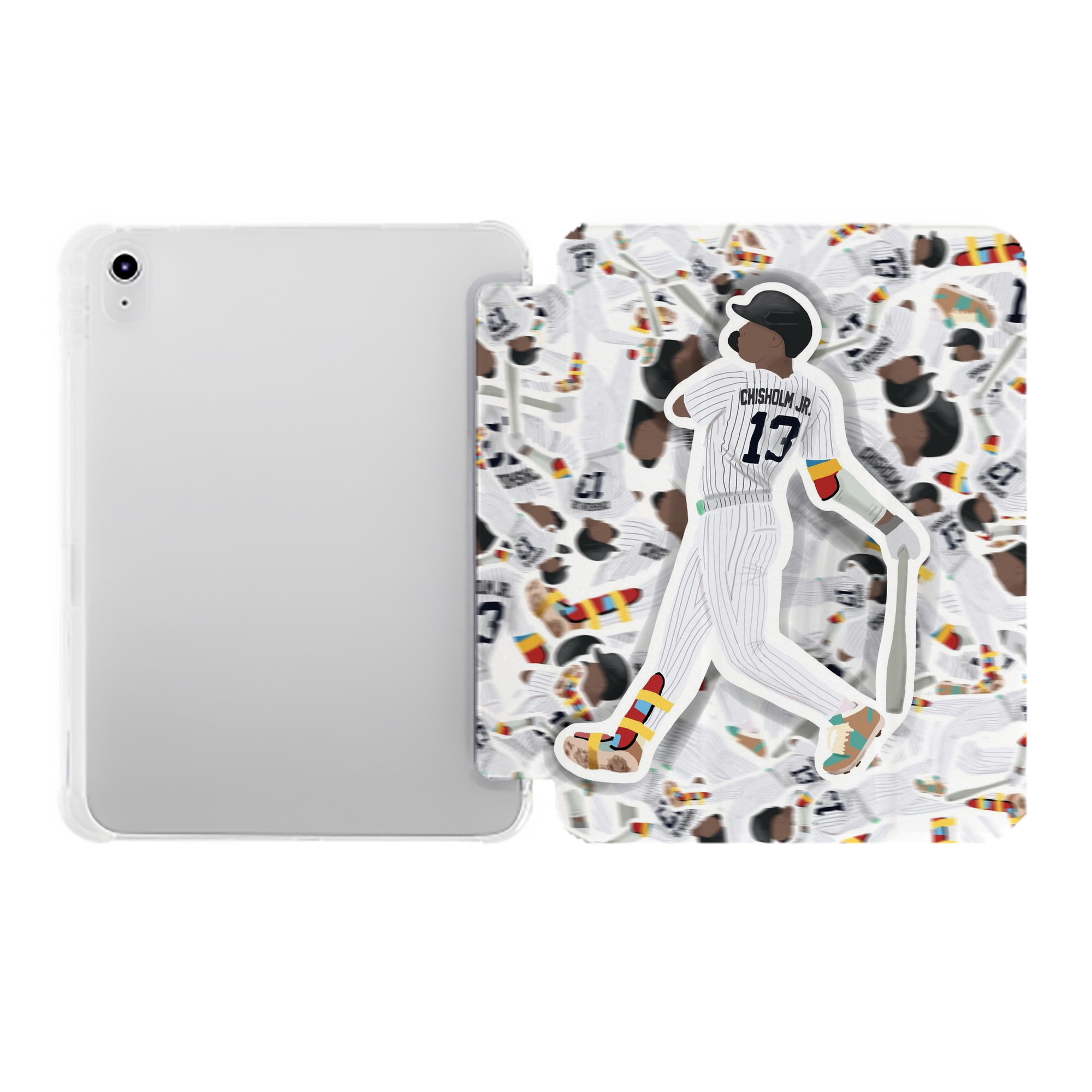 Jazz Chisholm Jr. 63 Premium Tri-Fold PU Leather & Silicone IPad Case With Pencil Slot – Fits 9.5,10.5,10.9 – Adjustable Stand, Slim, Protective